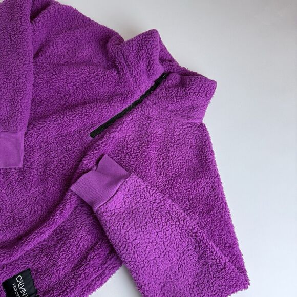 Calvin Klein Performance Women's M Long Sleeve‎ Cropped Purple Sherpa Pullover - Picture 1 of 10